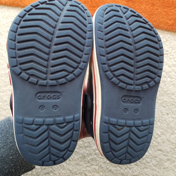 Crocs Iconic Comfort Slip On Shoes Red White Blue Kids 8 - Picture 6 of 6